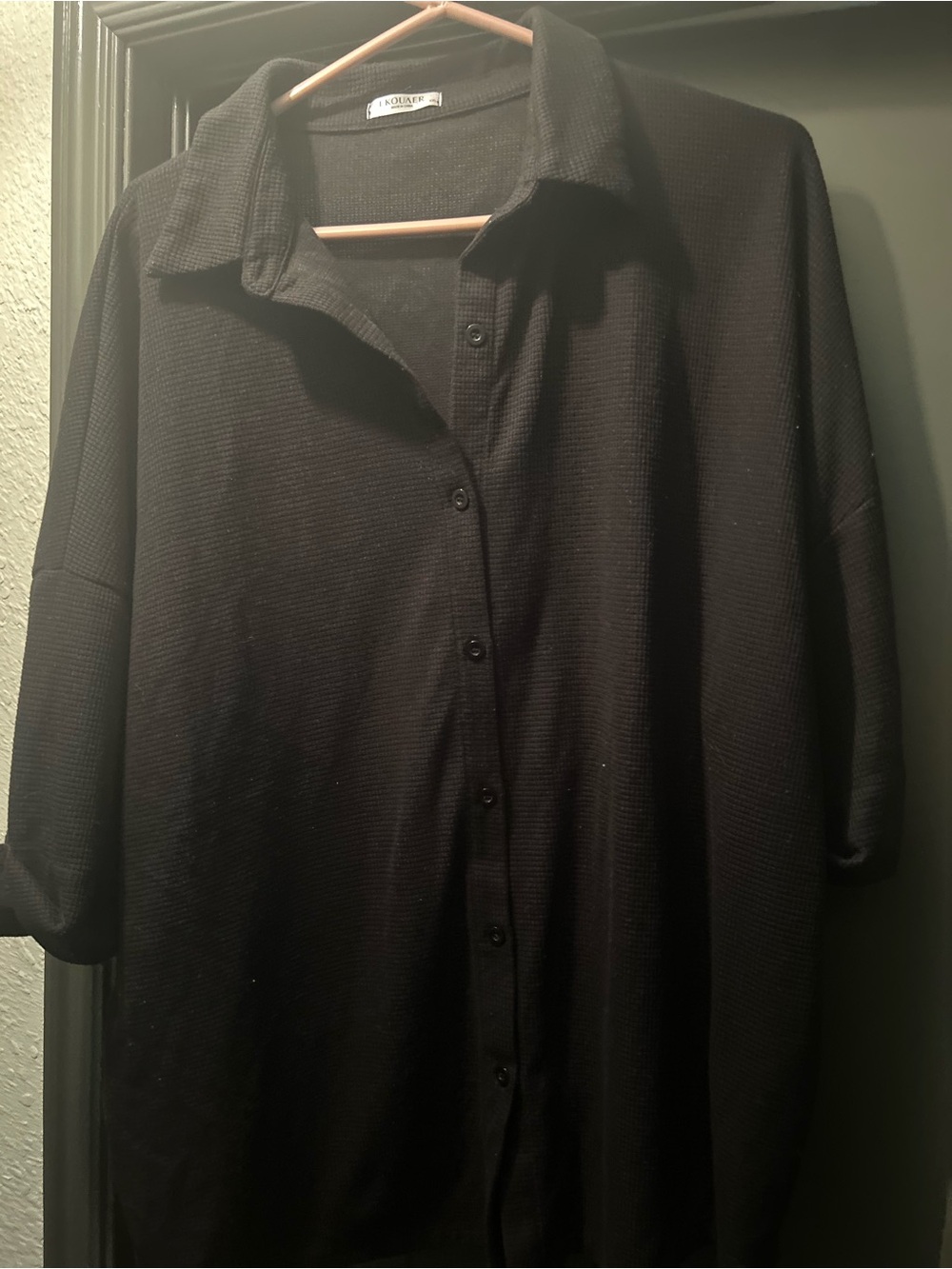 ASOS Black Textured Waffle Knit Shirt